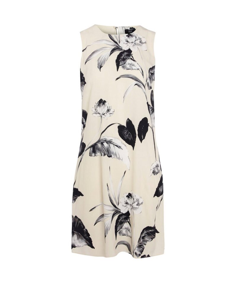 Leaf Print Linen Dress - Image 2